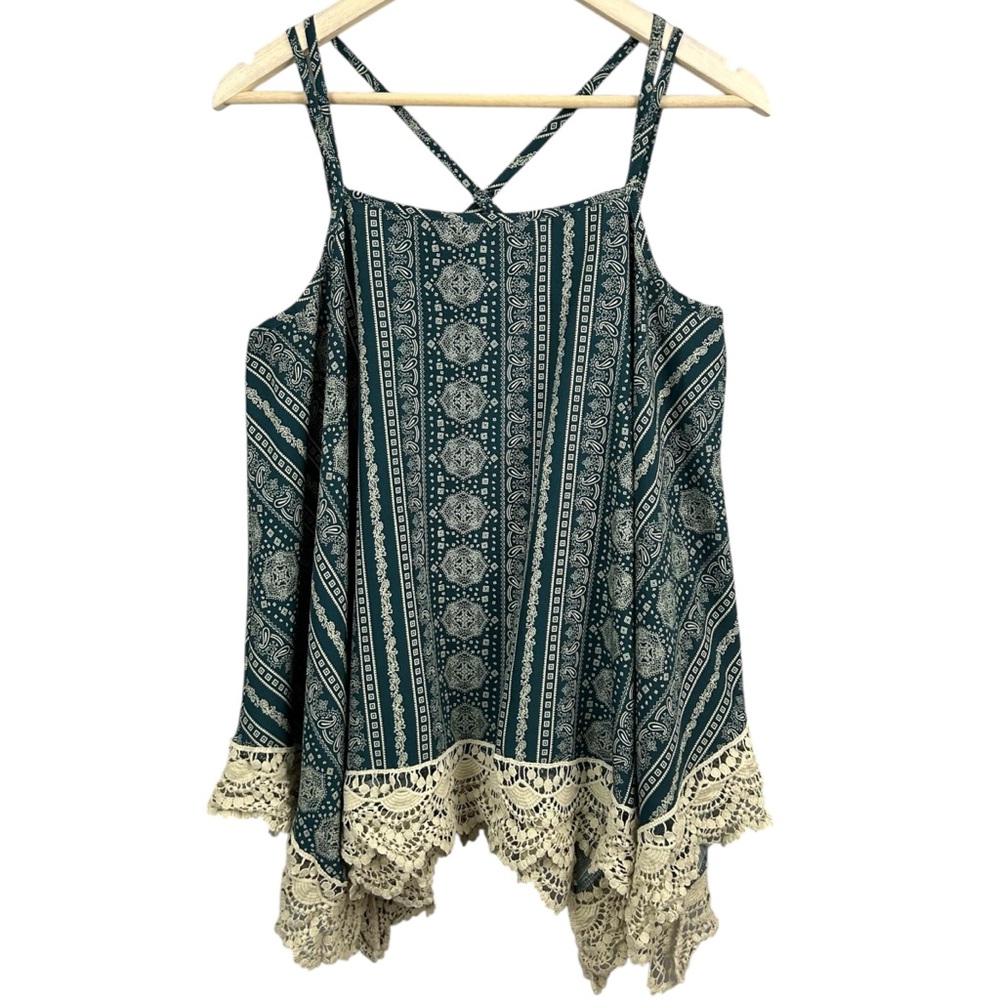 Suzanne Betro Weekend Boho Crochet Tank Top Blouse Size Large